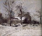 Camille Pissarro snow house oil painting